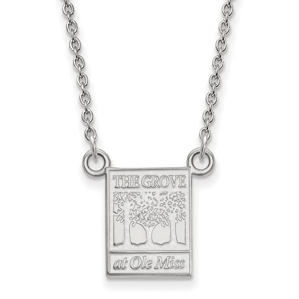 10k White Gold U of Mississippi Small Pendant Necklace