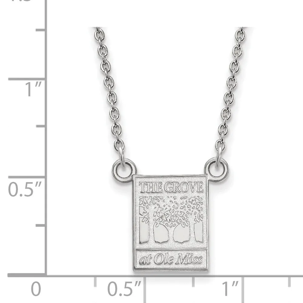 10k White Gold U of Mississippi Small Pendant Necklace