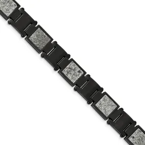 13mm Black Plated Stainless Steel & Sedimentary Rock Bracelet, 8.5 In