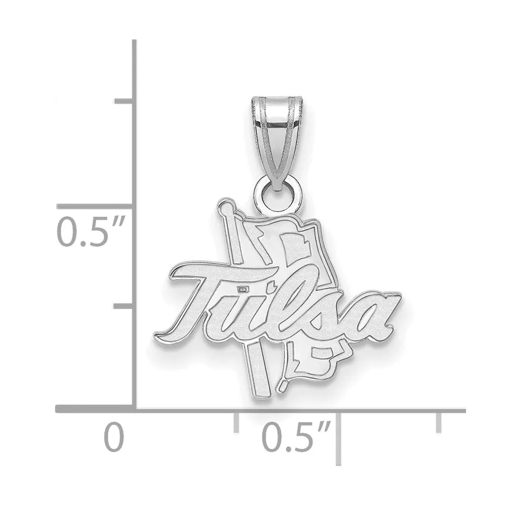 14k White Gold The U. of Tulsa Small Script Pendant