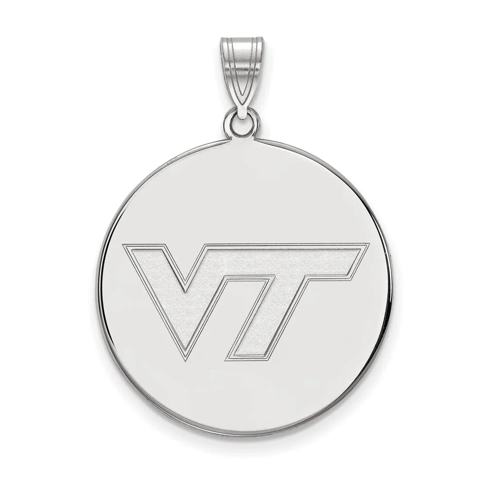 14k White Gold Virginia Tech XL Logo Disc Pendant