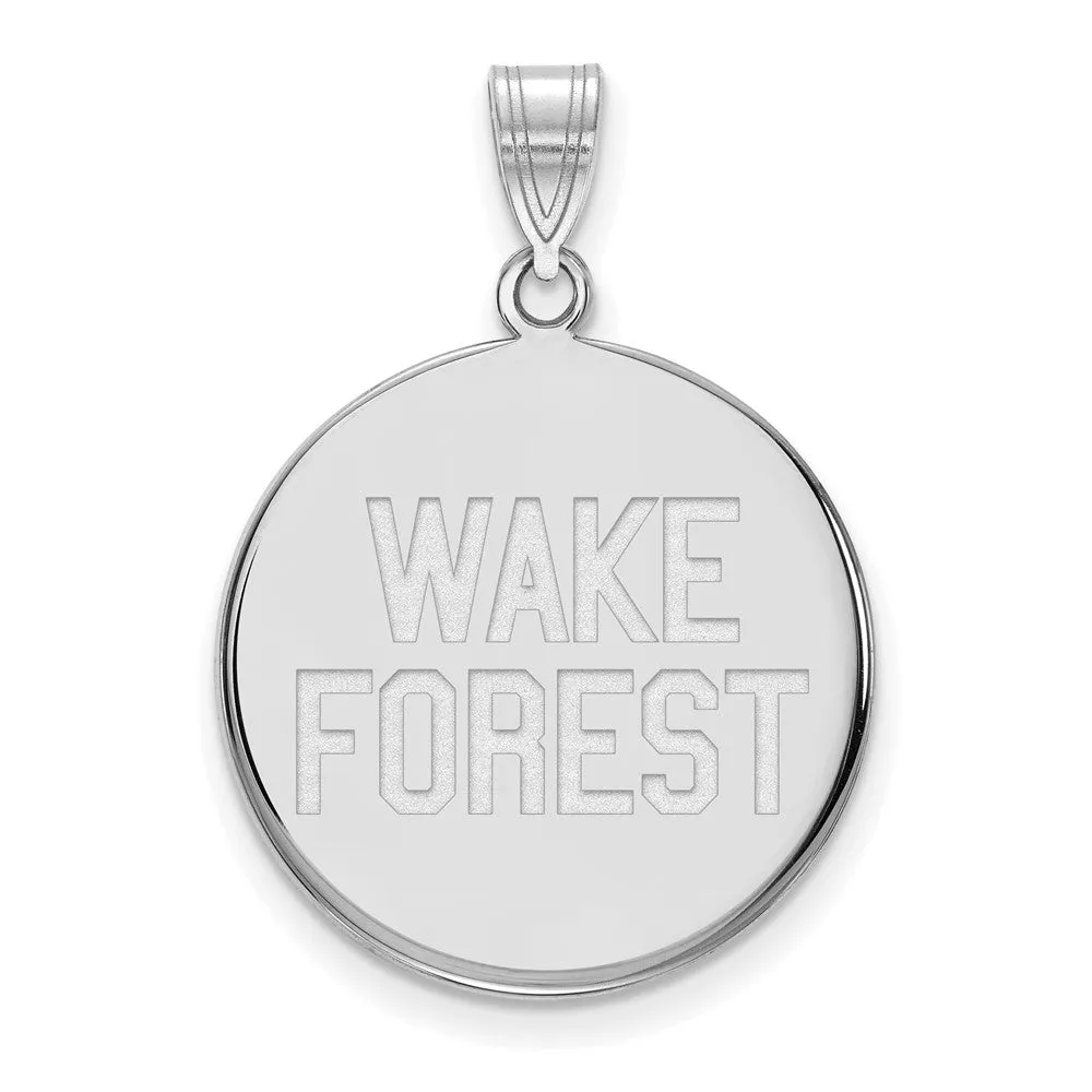 14k White Gold Wake Forest U. Large Logo Disc Pendant