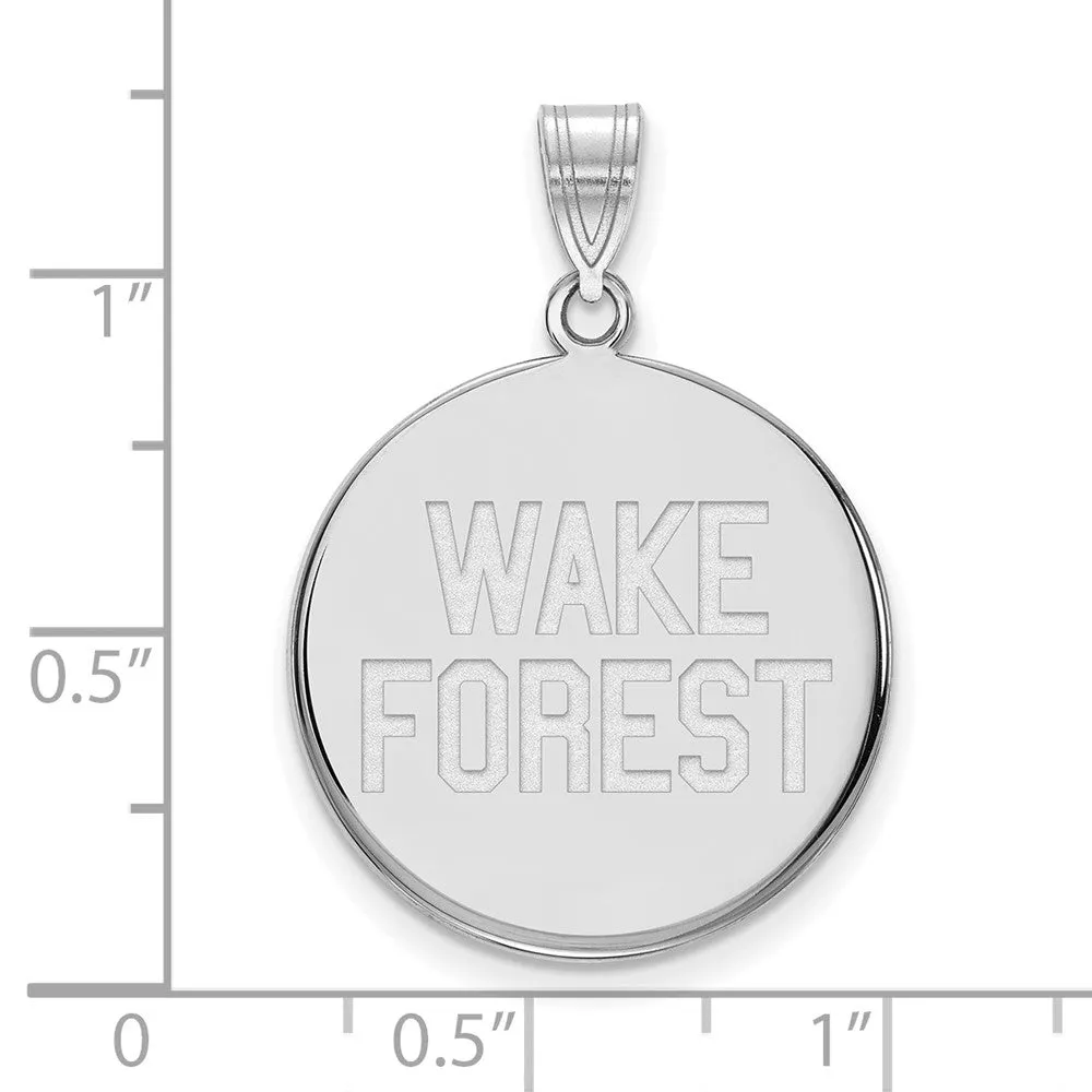 14k White Gold Wake Forest U. Large Logo Disc Pendant