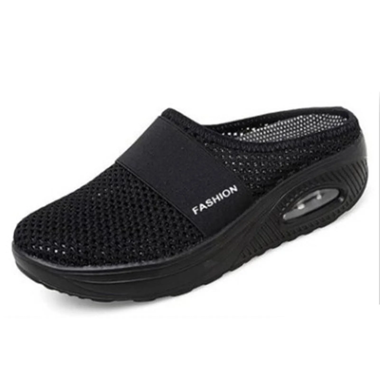 Air-cushion Heightening Walking Shoes Breathable Leisure Lightweight Mesh Slip-on Walking Shoes Outdoor And Indoor New