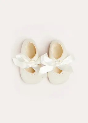 Beige Mary Jane Pram Shoes - Celebration Ribbon Detail (17-20EU)