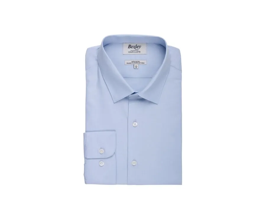 Blue Cotton shirt - Classical collar - LOUIS CLASSIC