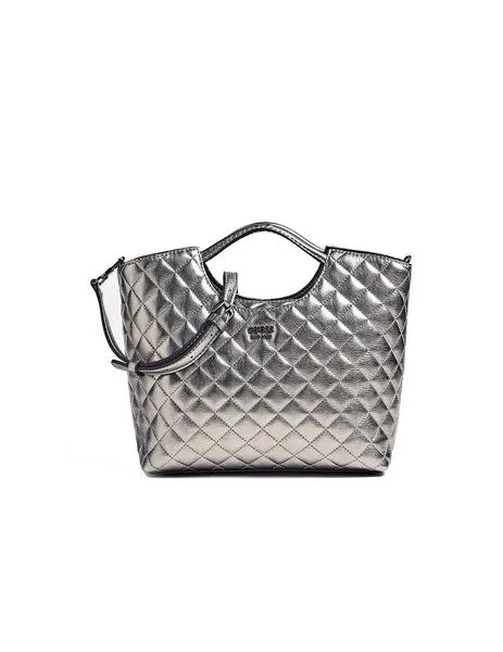 bolso guess shopper miriam plateado