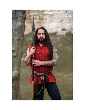 Camisa medieval roja sin mangas, modelo Louis