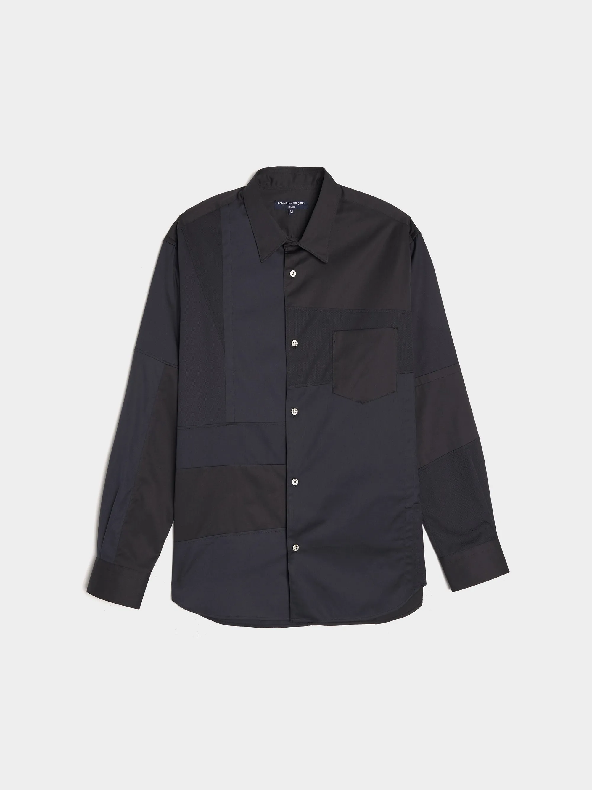 Cotton Satin Jacquard Dobby Mix Shirt, Black Mix