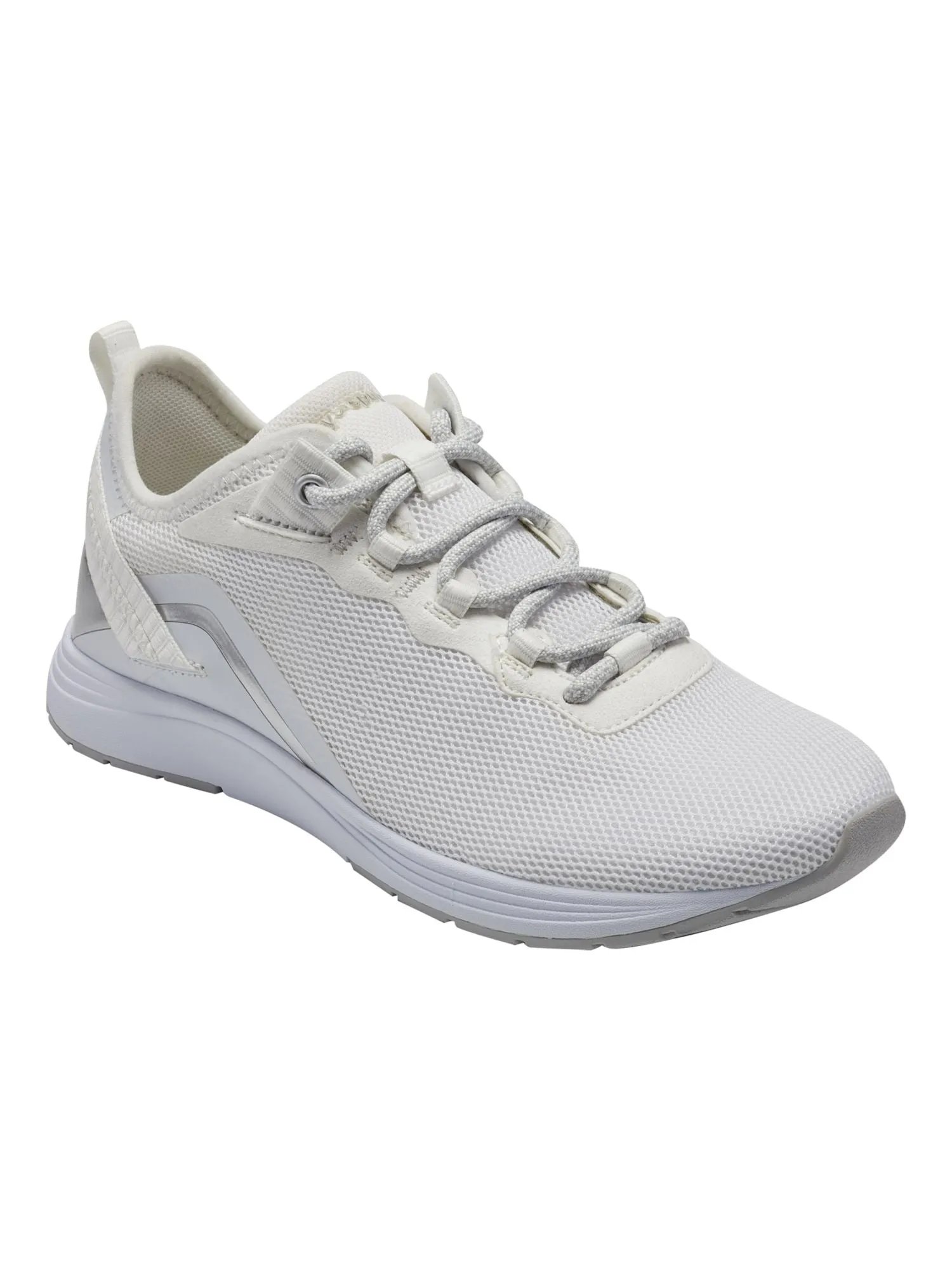 EASY SPIRIT Womens White Mixed Media Cushioned Pull-Tab At Heel Arch Support Lightweight Linzey Round Toe Lace-Up Athletic Walki