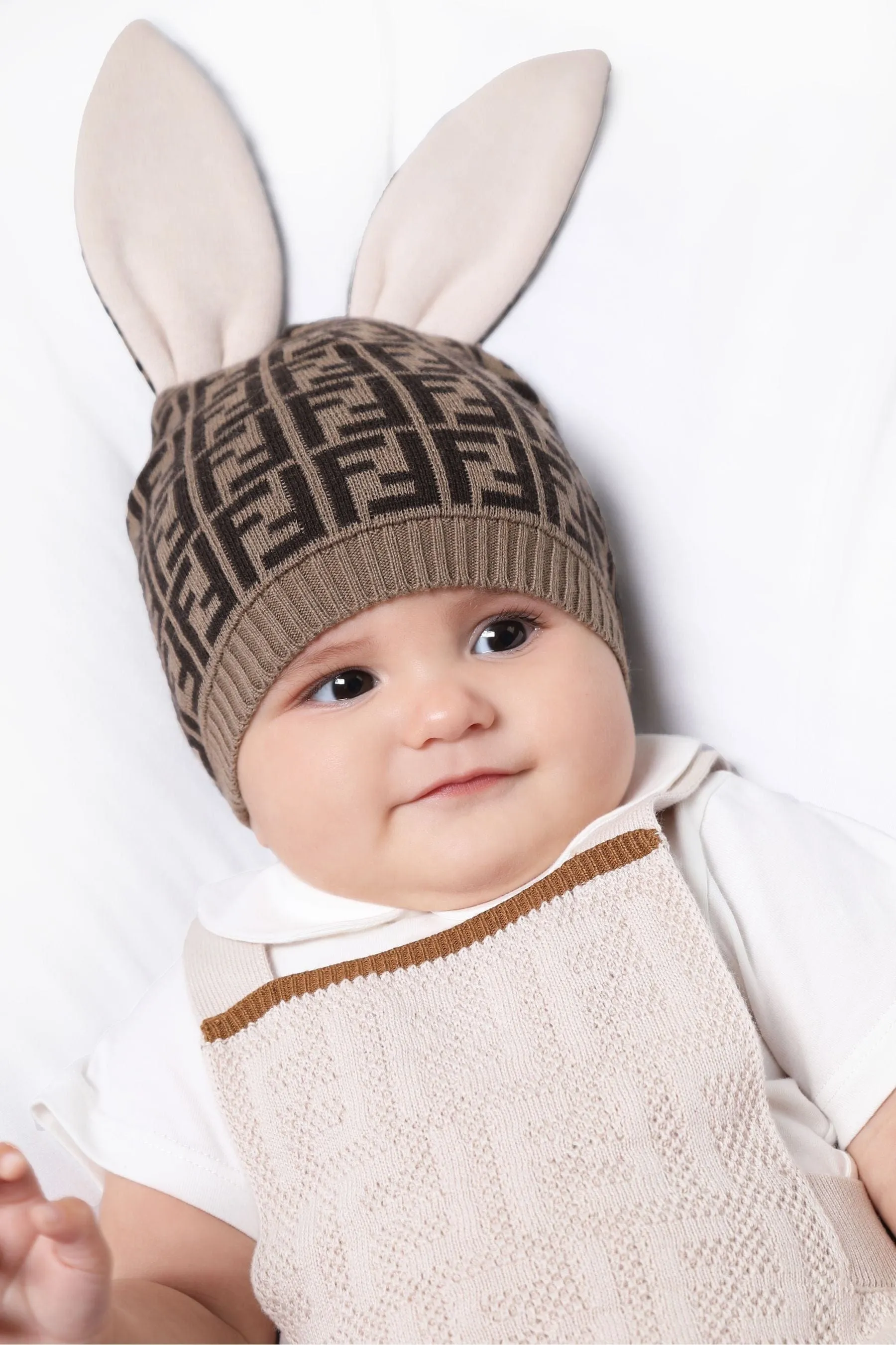 Fendi Kids - Baby Cashmerre Logo Bunny Hat | Childsplay Clothing