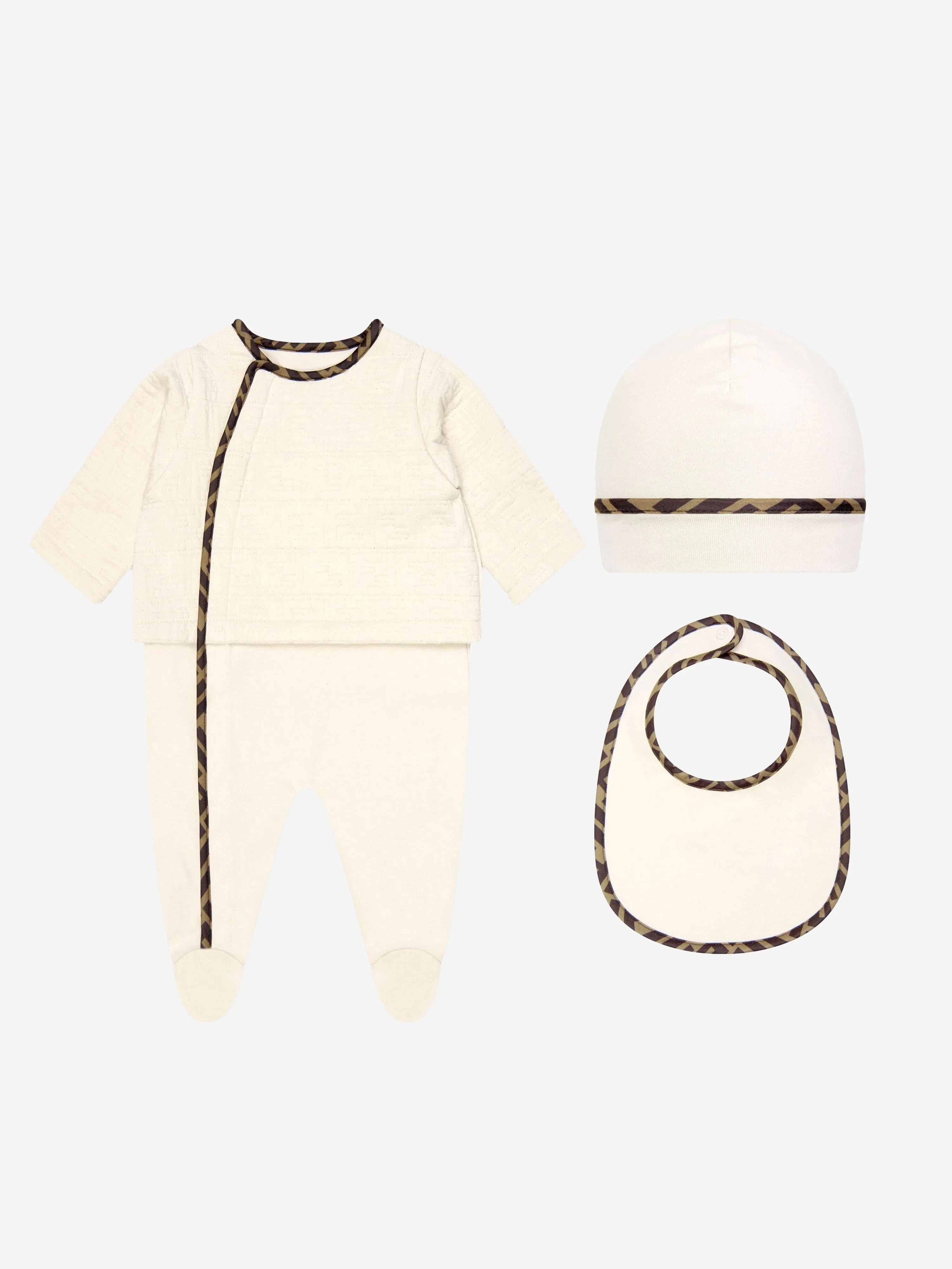 Fendi Kids - Baby Gift Set (3 Piece) in Beige | Childsplay Clothing