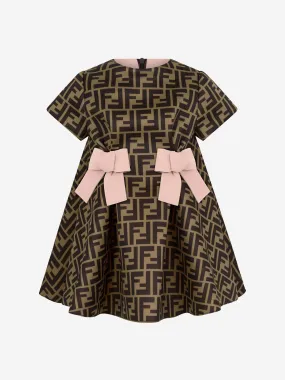 Fendi Kids - Baby Girls FF Logo Dress in Brown | Childsplay Clothing