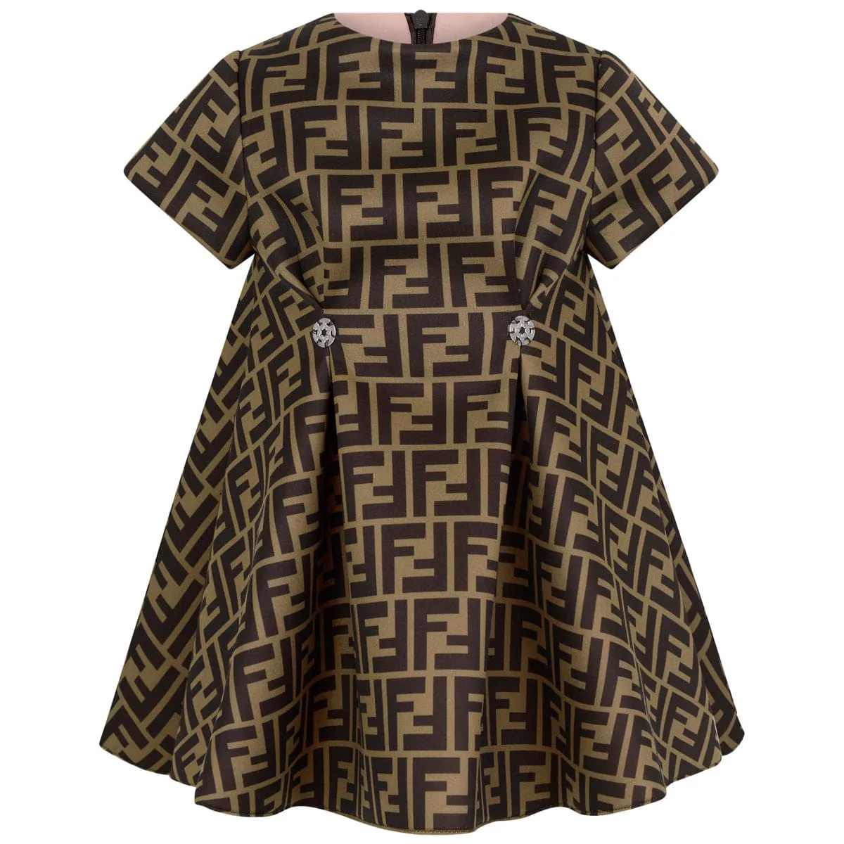 Fendi Kids - Baby Girls FF Logo Dress in Brown | Childsplay Clothing