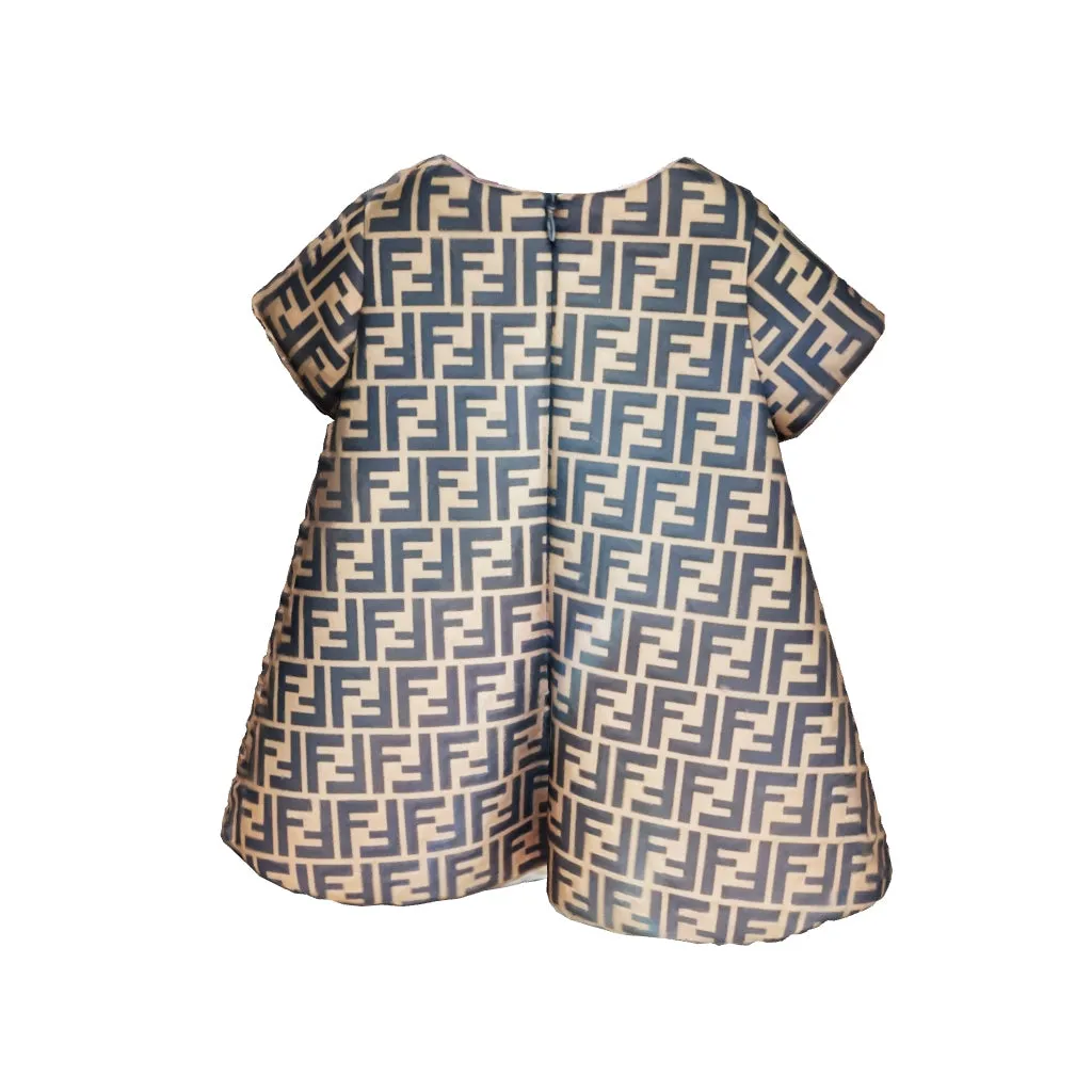 Fendi Kids - Baby Girls FF Logo Dress in Brown | Childsplay Clothing