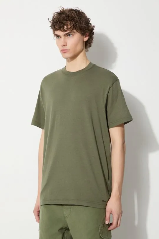 Filson cotton t-shirt Ranger Solid men’s green color smooth FMTEE0001