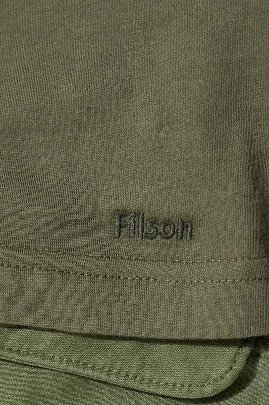 Filson cotton t-shirt Ranger Solid men’s green color smooth FMTEE0001