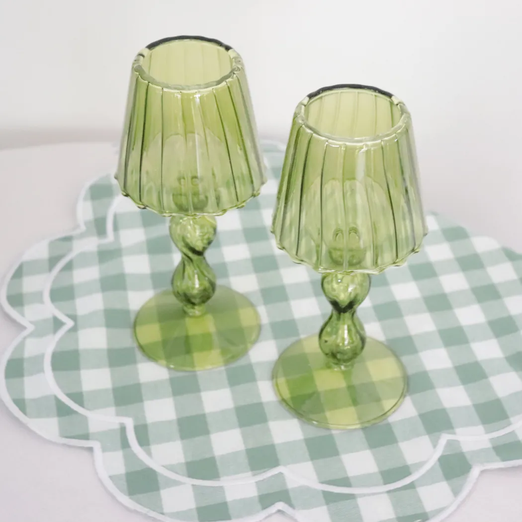 Glass Candle Dining Table Lamp Green