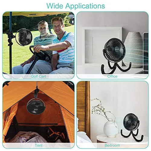 Golf Cart Clip on Rotatable Fan - Golf Cart Accessories - USB Fan for Golf Carts