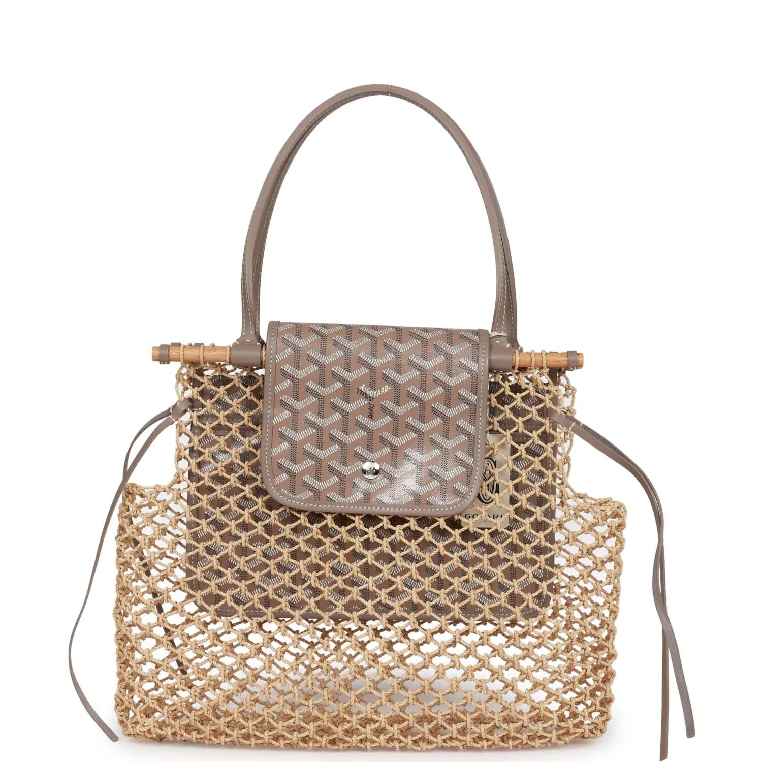 Goyard Aligre Bag Raffia Net with Taupe Goyardine Palladium Hardware