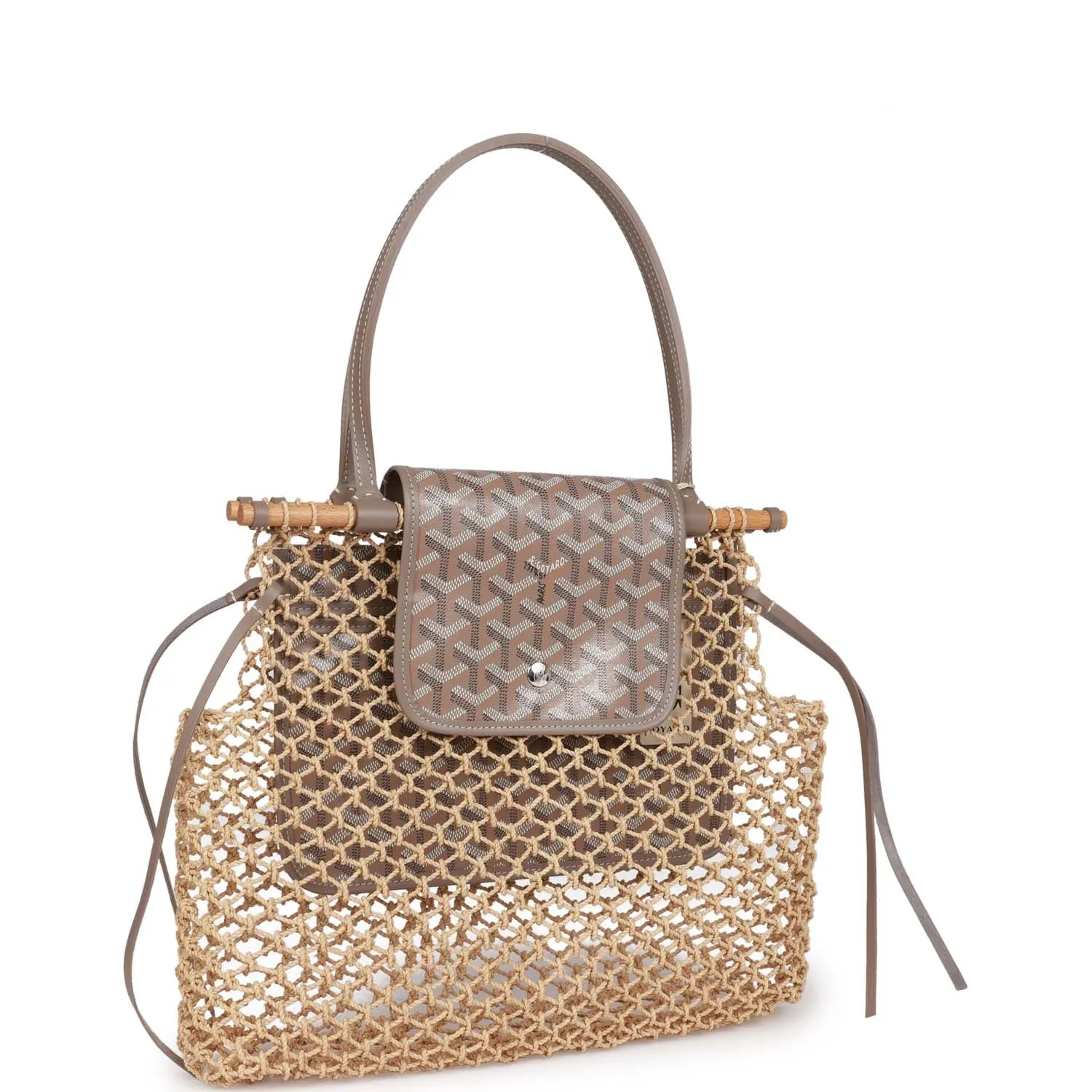 Goyard Aligre Bag Raffia Net with Taupe Goyardine Palladium Hardware