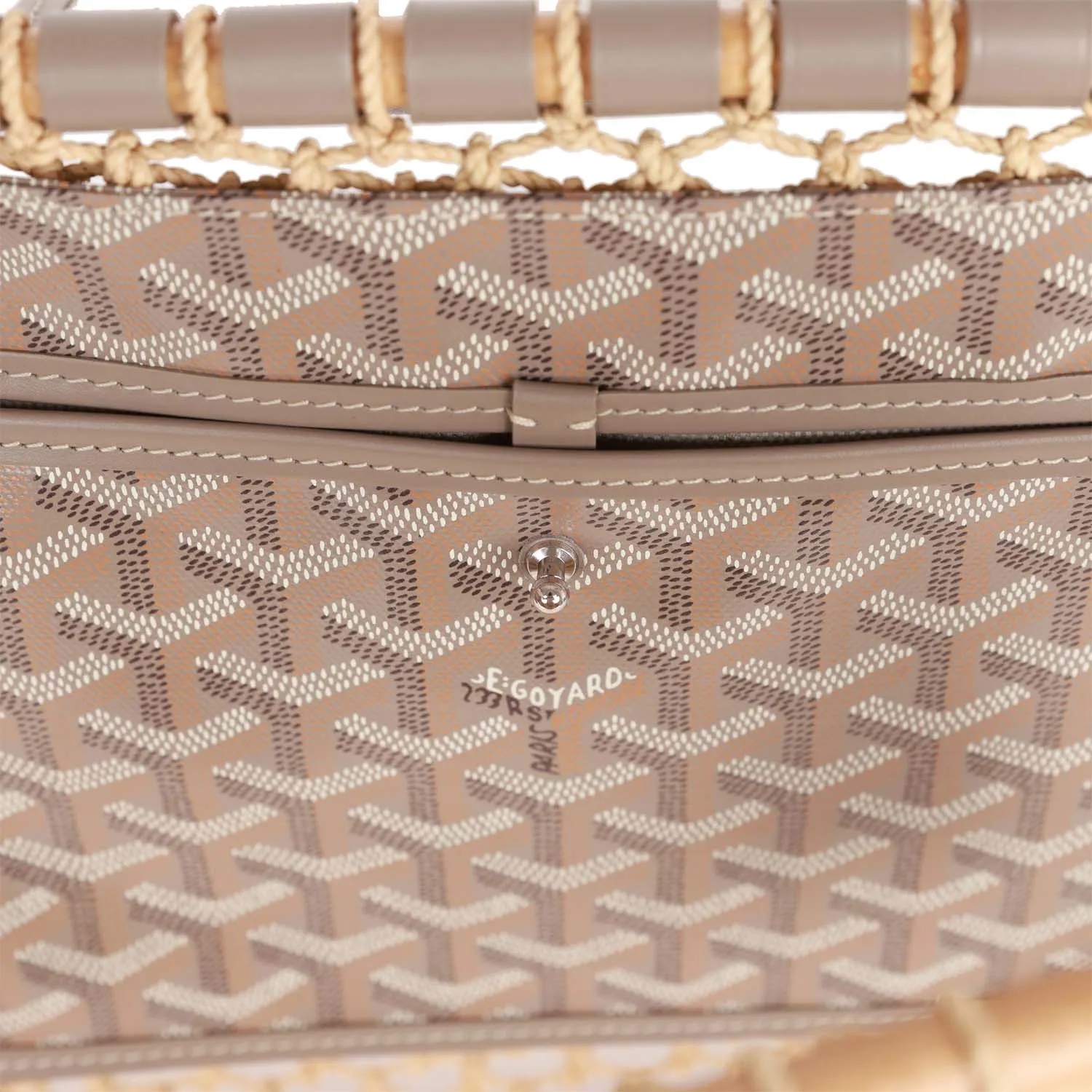 Goyard Aligre Bag Raffia Net with Taupe Goyardine Palladium Hardware