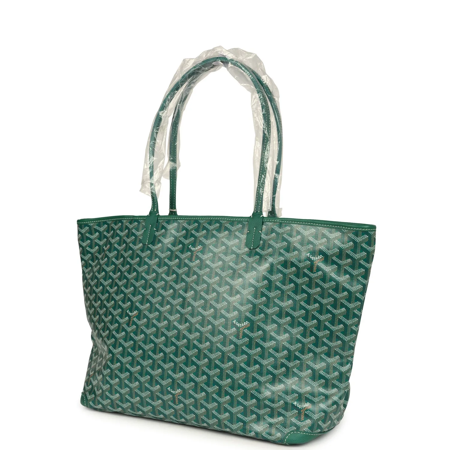 Goyard Artois Tote MM Green Goyardine Canvas & Chevroches Calfskin Palladium Hardware