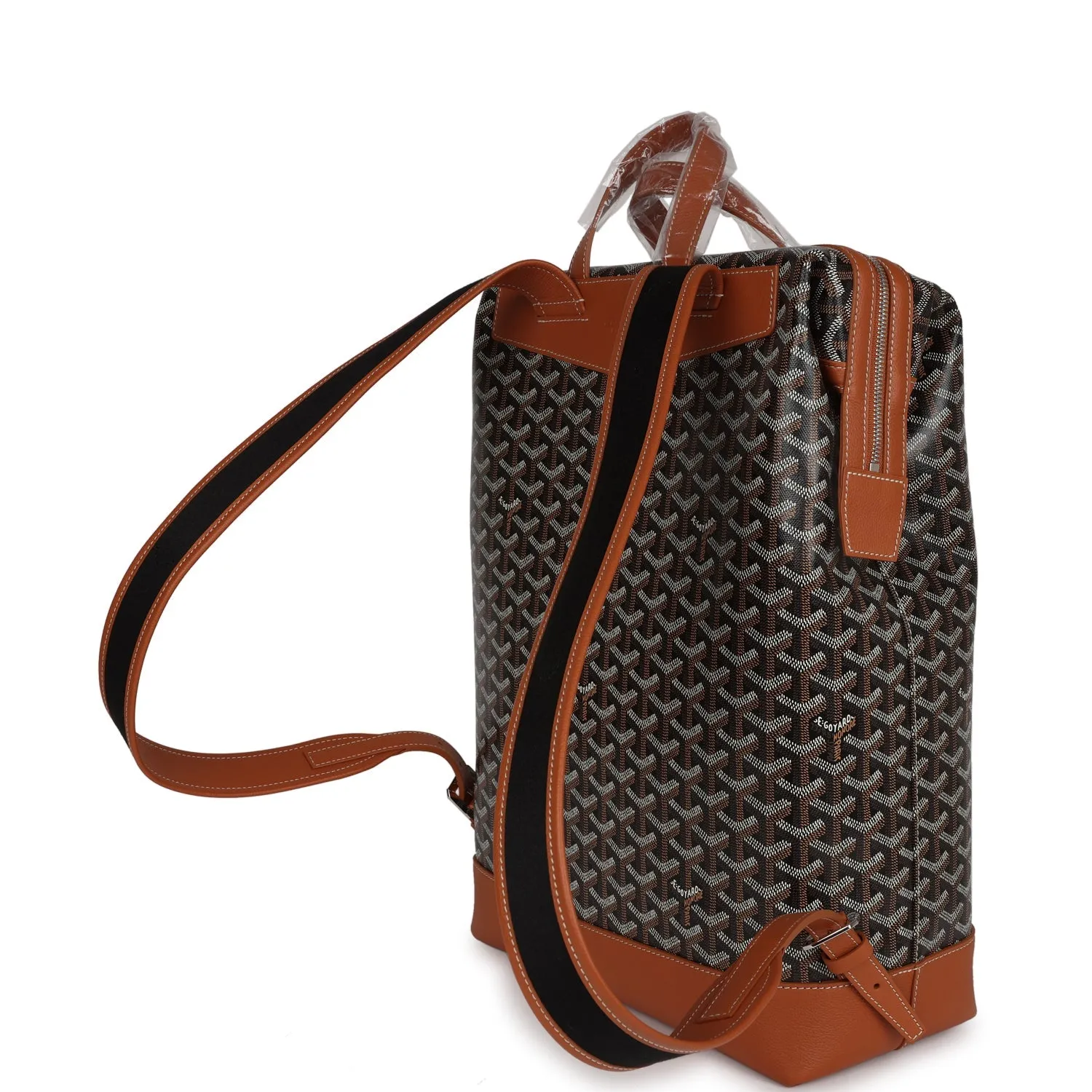 Goyard Cisalpin Backpack Black and Brown Goyardine Canvas Palladium Hardware