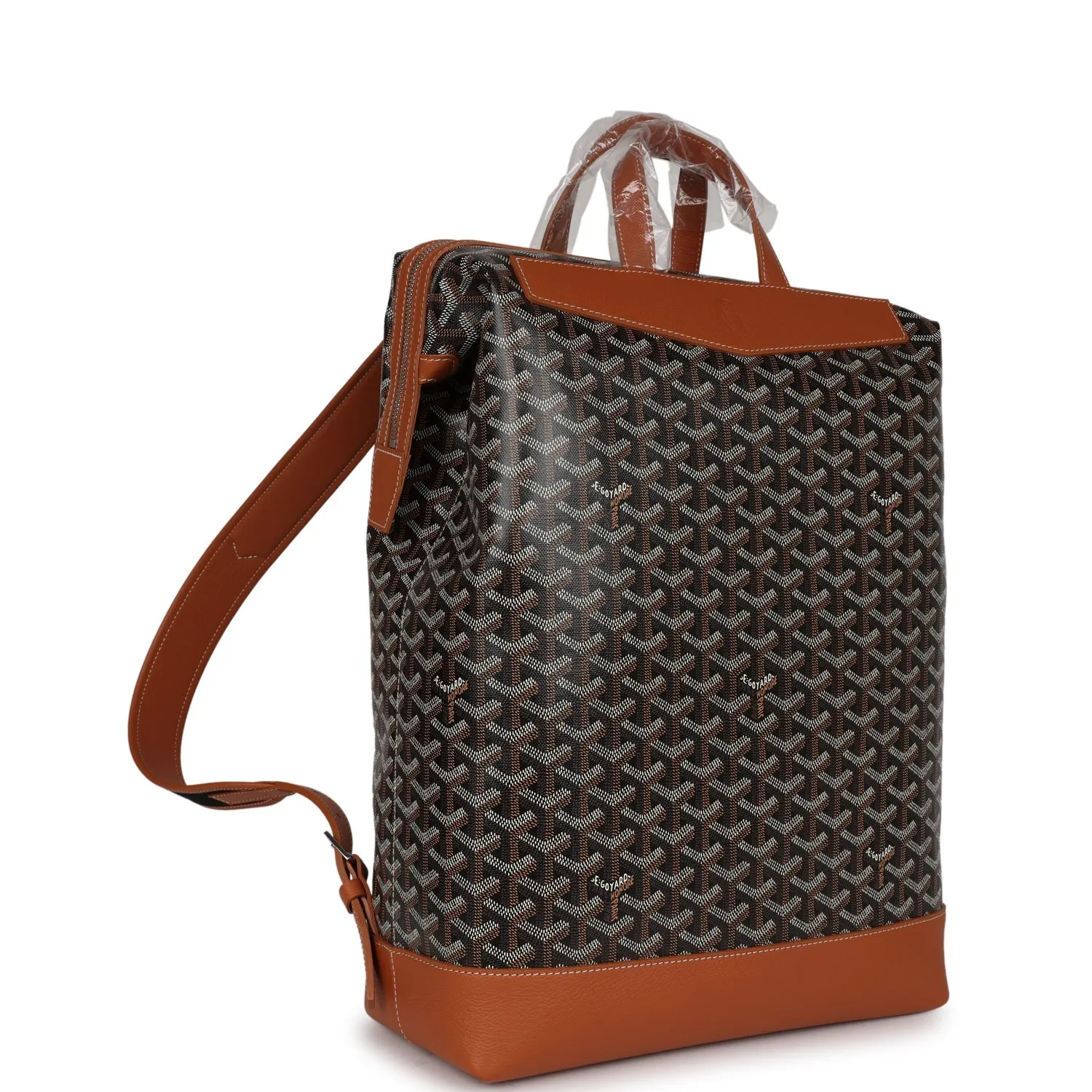 Goyard Cisalpin Backpack Black and Brown Goyardine Canvas Palladium Hardware