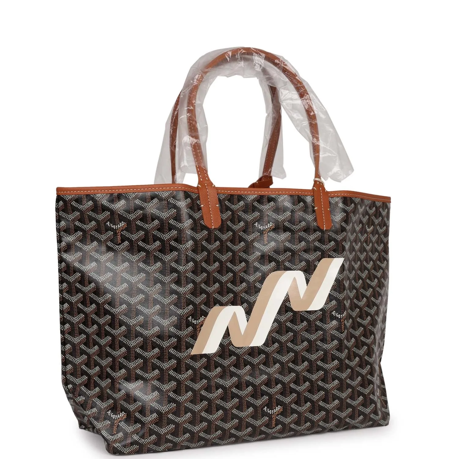 Goyard Goyardine Black and Brown Hand-Painted Bannière St. Louis PM Tote Bag Palladium Hardware