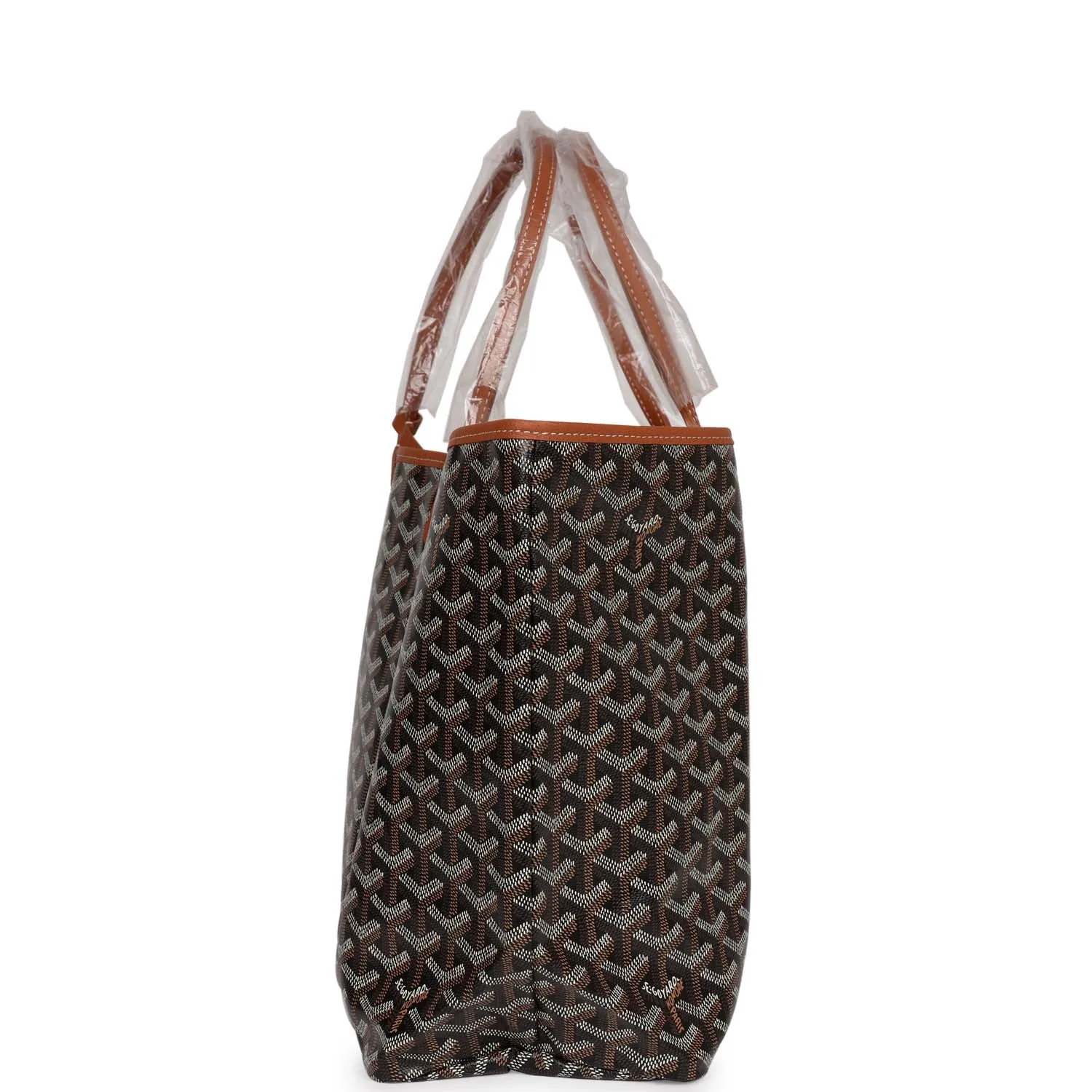 Goyard Goyardine Black and Brown Hand-Painted Bannière St. Louis PM Tote Bag Palladium Hardware