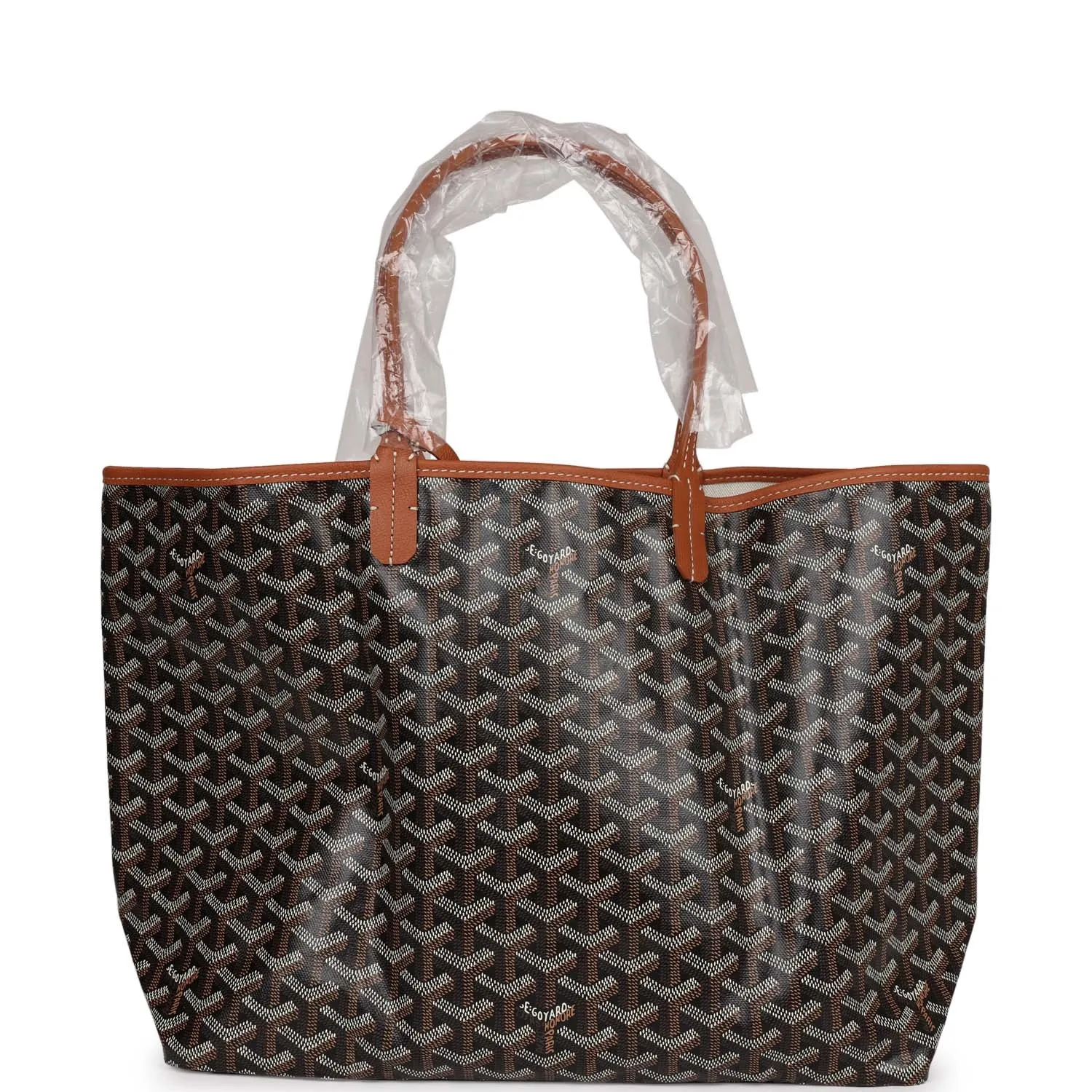 Goyard Goyardine Black and Brown Hand-Painted Bannière St. Louis PM Tote Bag Palladium Hardware