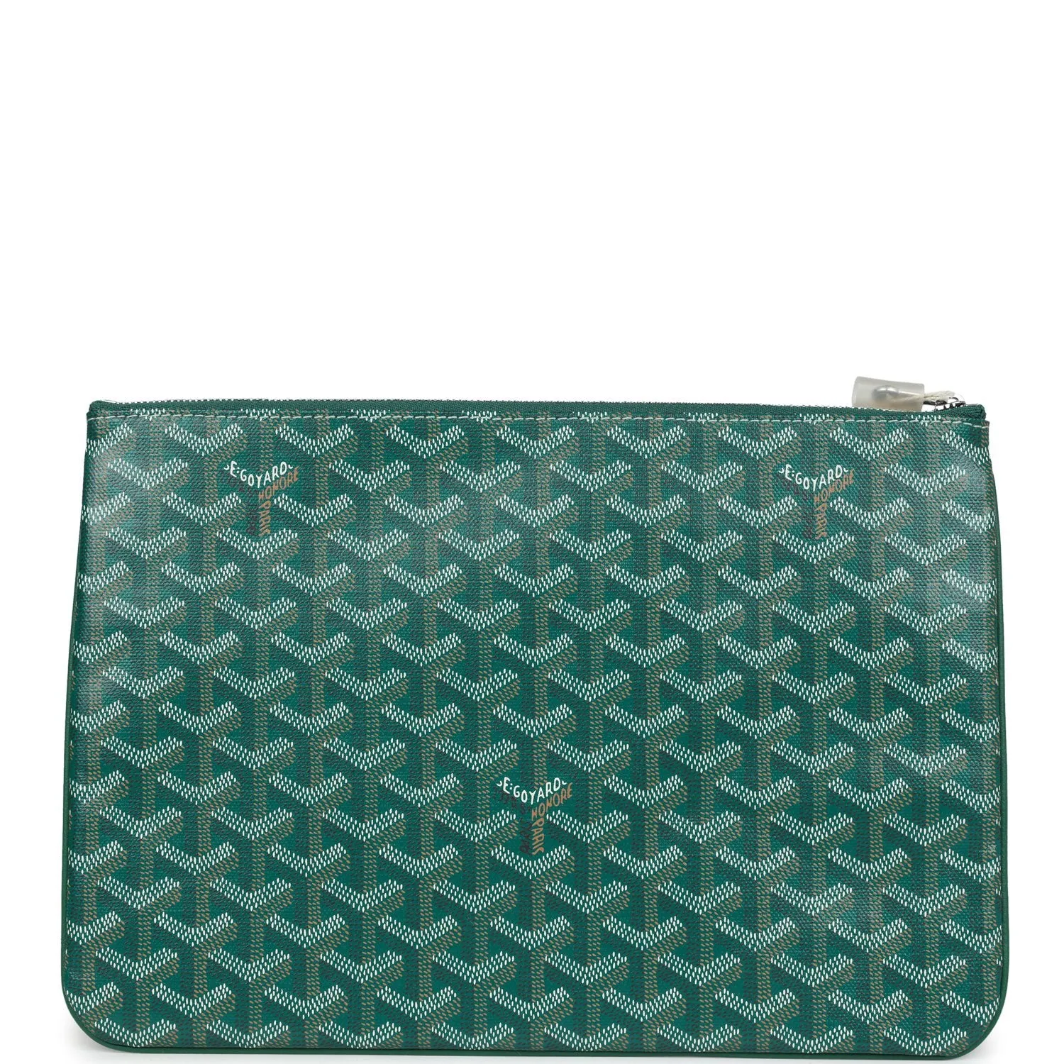 Goyard Goyardine Green Senat MM Pouch Palladium Hardware