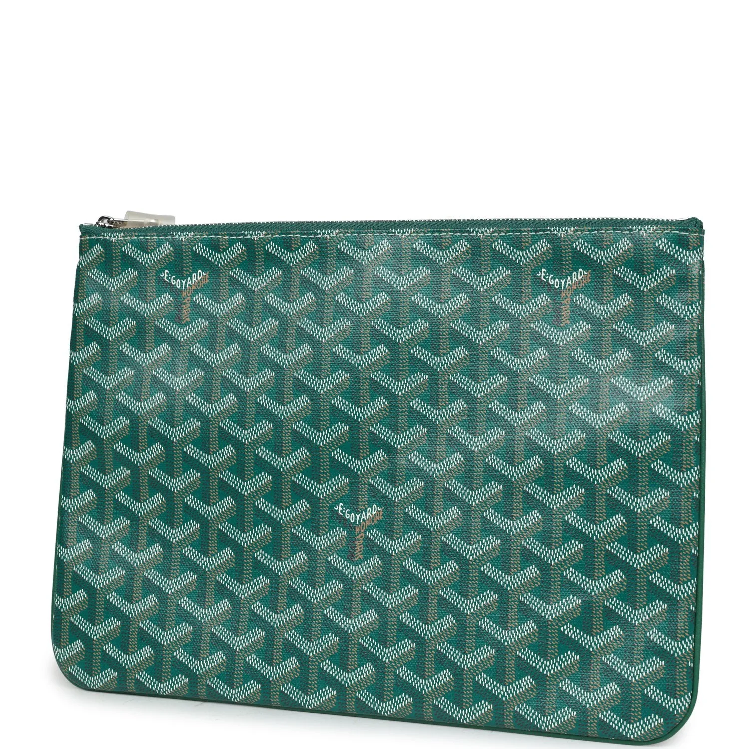 Goyard Goyardine Green Senat MM Pouch Palladium Hardware