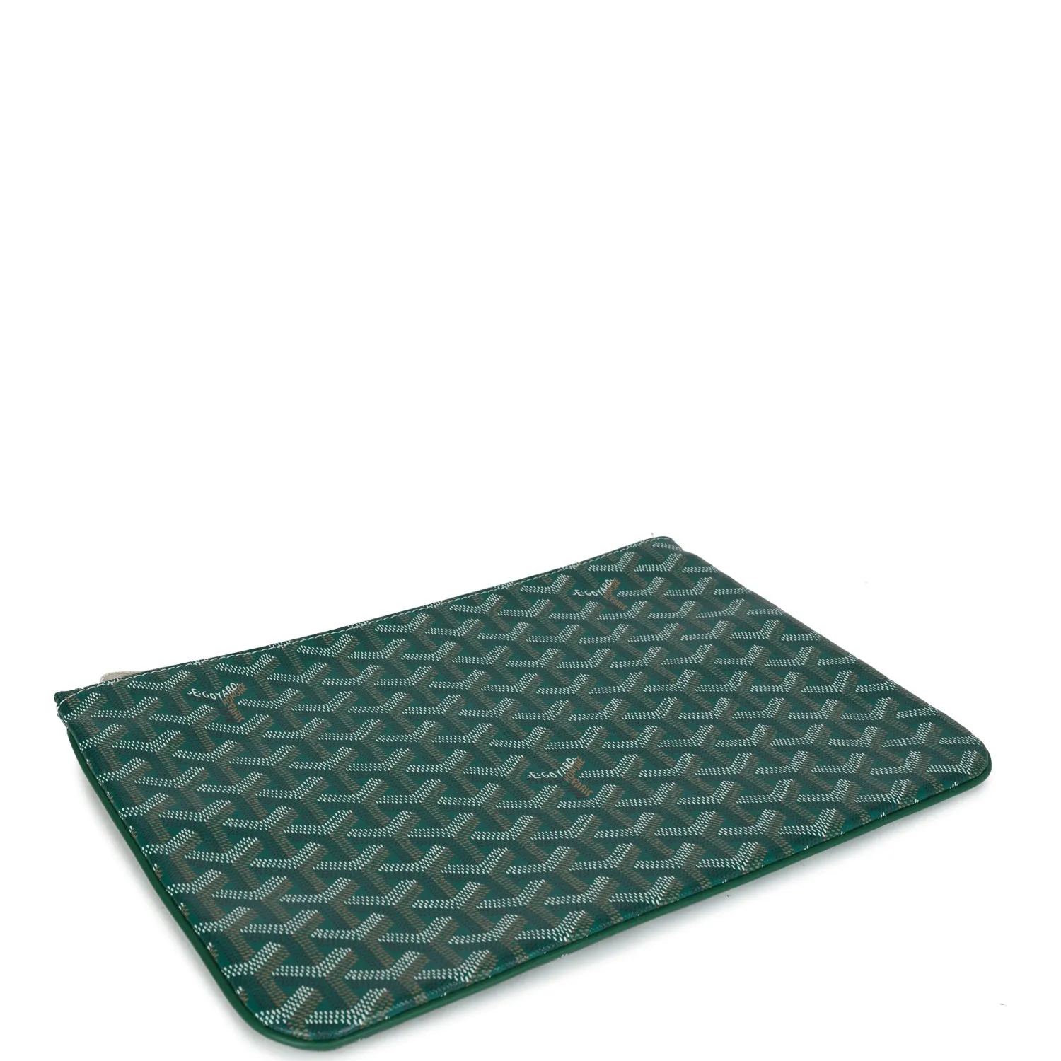 Goyard Goyardine Green Senat MM Pouch Palladium Hardware