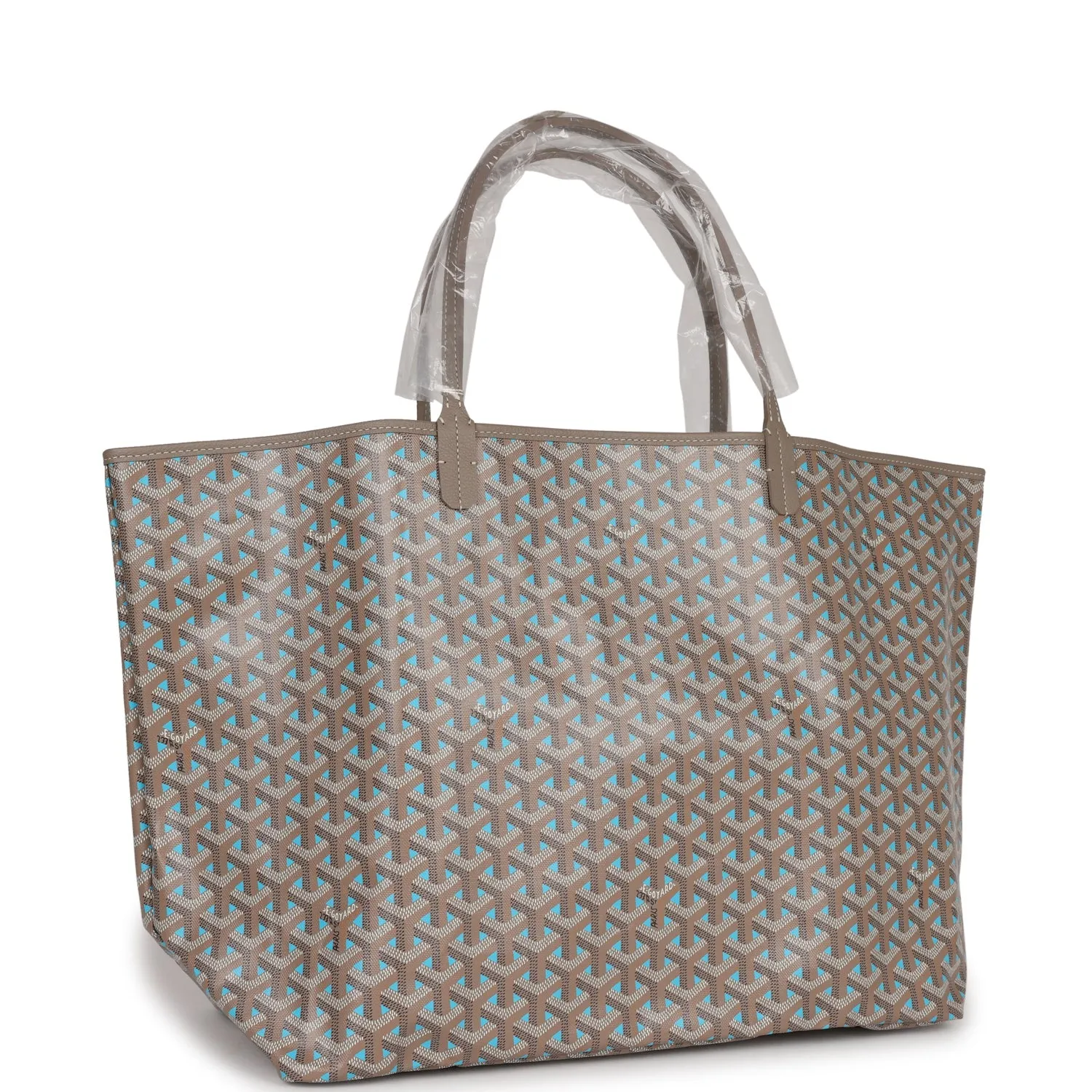 Goyard Goyardine Greige and Blue St. Louis GM Tote Bag Palladium Hardware