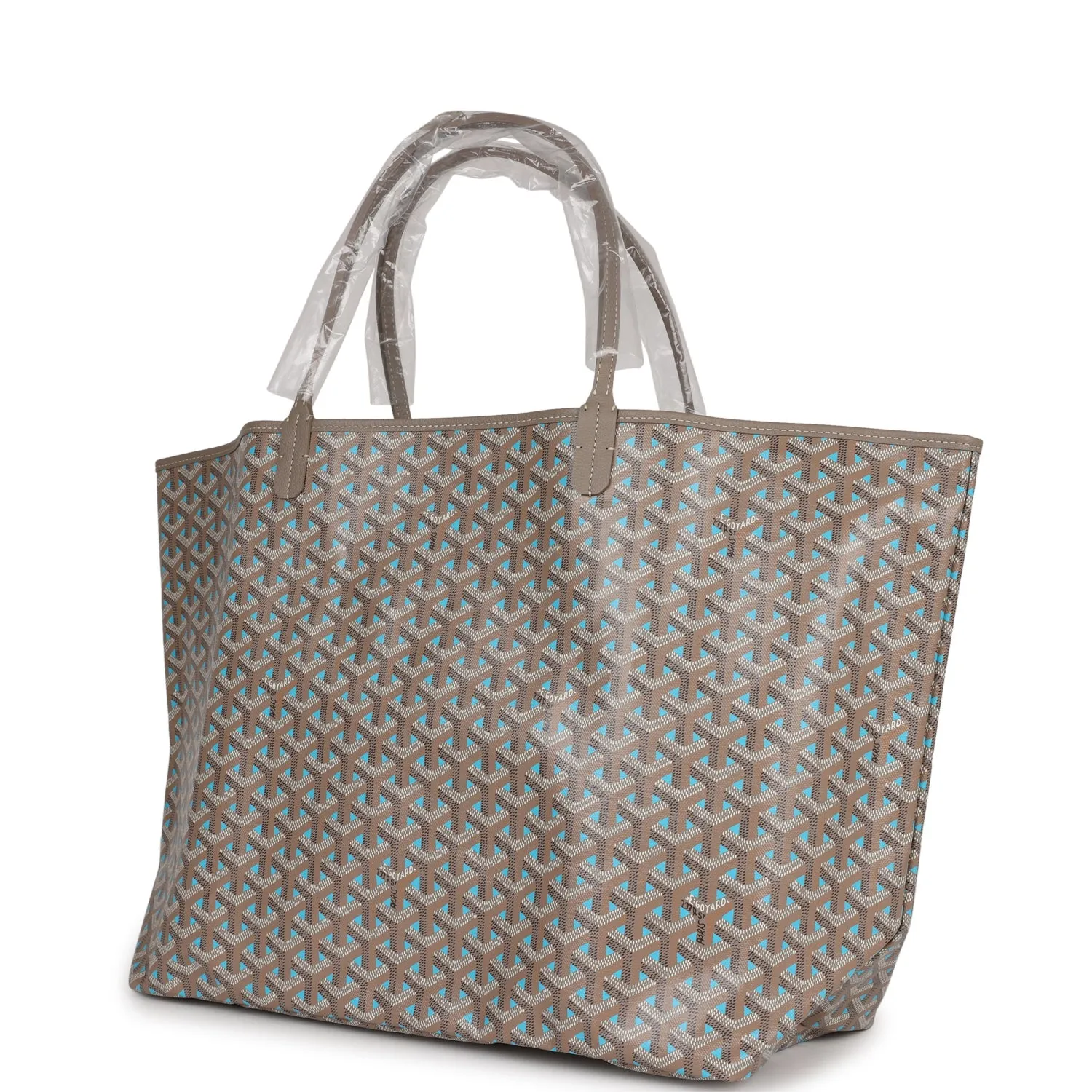 Goyard Goyardine Greige and Blue St. Louis GM Tote Bag Palladium Hardware