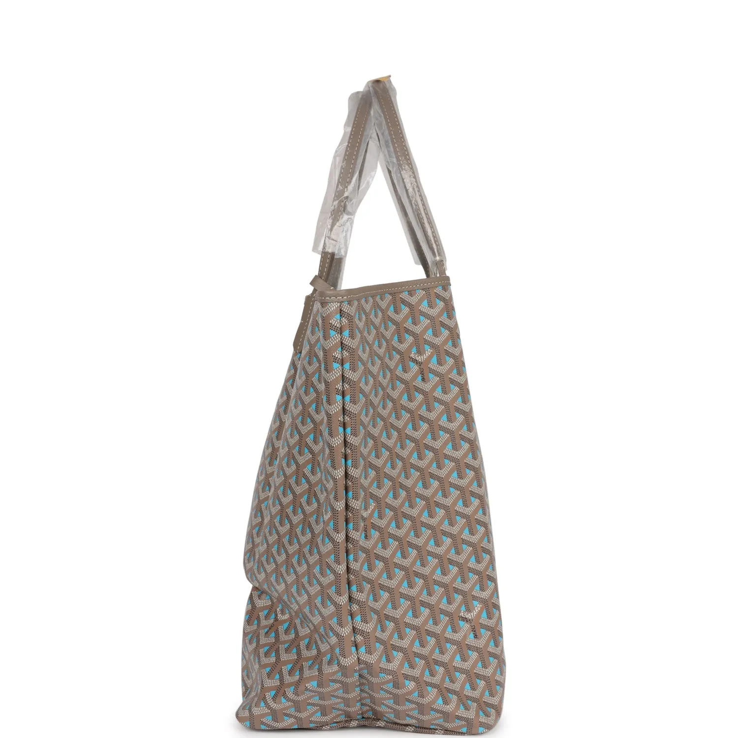 Goyard Goyardine Greige and Blue St. Louis GM Tote Bag Palladium Hardware