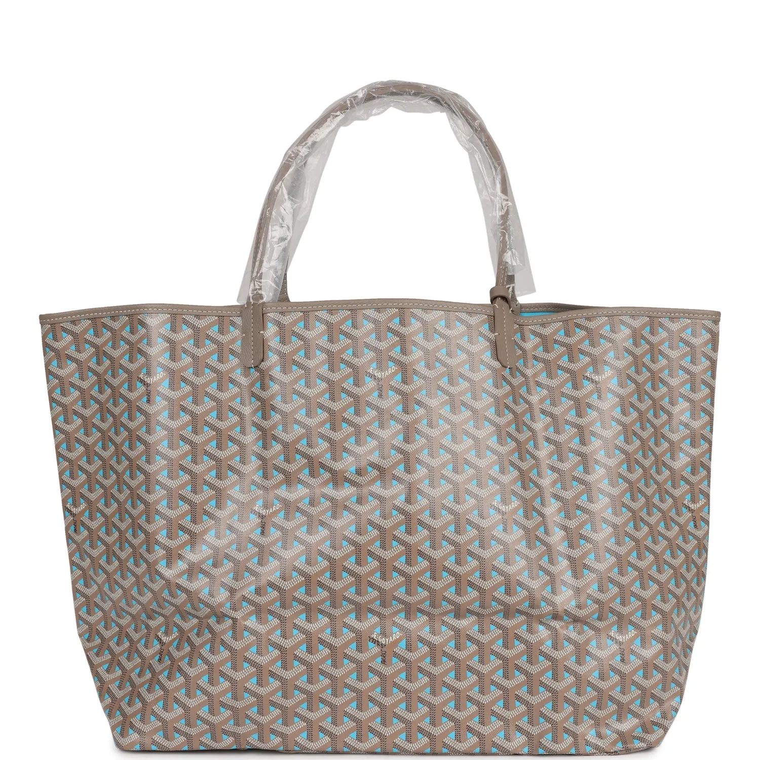 Goyard Goyardine Greige and Blue St. Louis GM Tote Bag Palladium Hardware