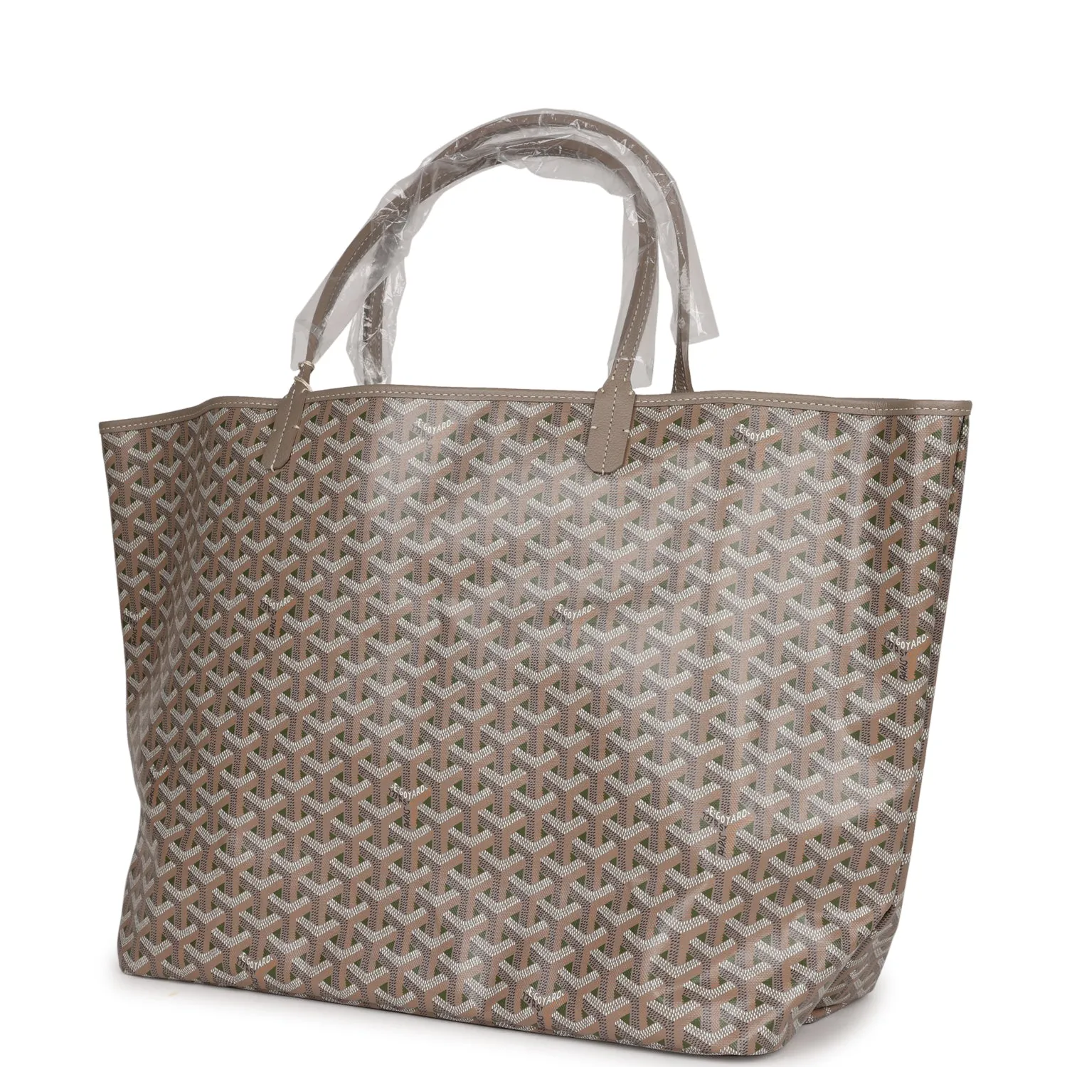 Goyard Goyardine Greige and Green St. Louis GM Tote Bag Palladium Hardware