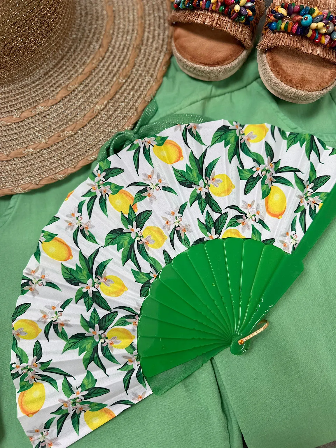 Green Lemon Pattern Fan