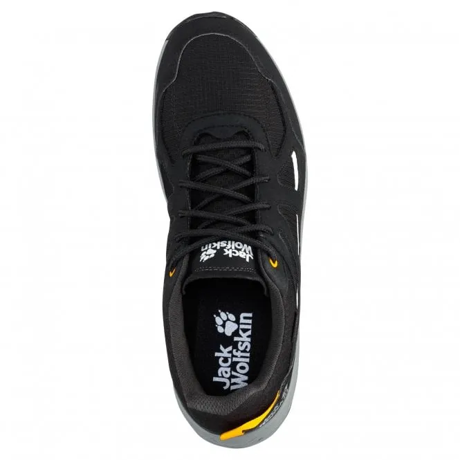 Jack Wolfskin  Mens Woodland 2 Texapore Low M Black/Burly Yellow Waterproof Walking Shoes 4051271_6055