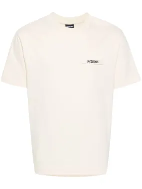 Jacquemus le t-shirt beige à patch logo Gros Grain