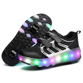 Kids Two Wheels Shoes with Lights Rechargeable Roller Skates Shoes