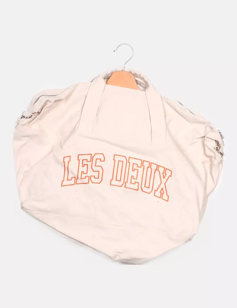 LES DEUX Bolsa beige claro deportiva estampado letras