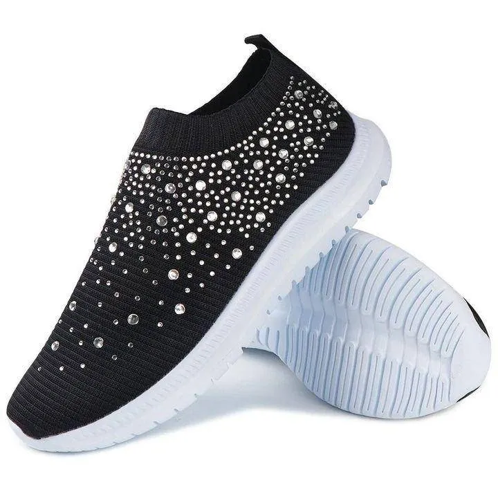 Libiyi Women's Crystal Breathable Slip-On Walking Shoes UK