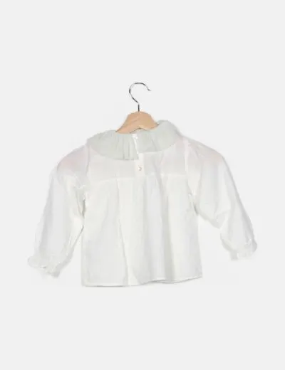 Louis Louis Blusa blanca cuello tul