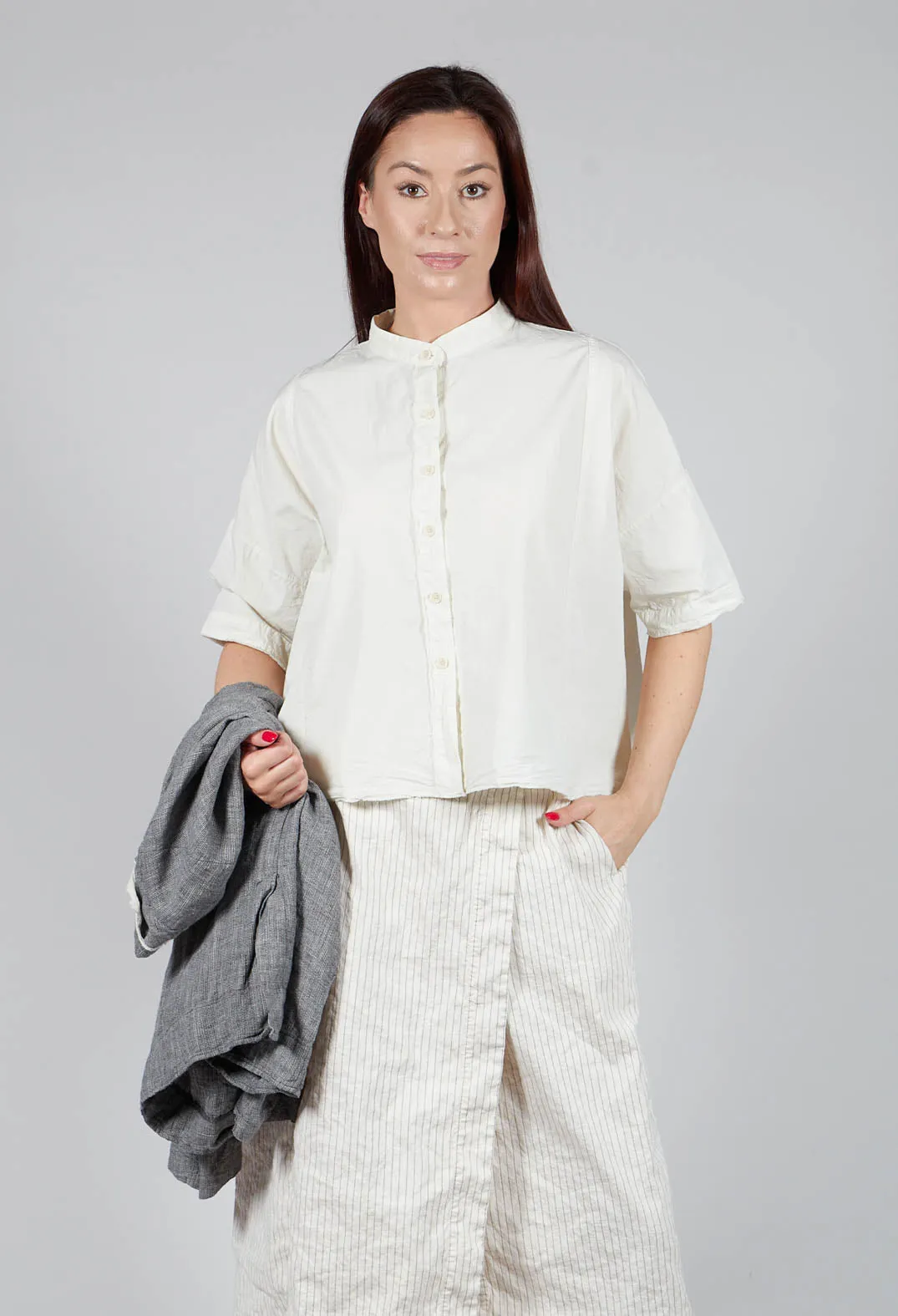 Mandarin Collar Blouse in Chalk