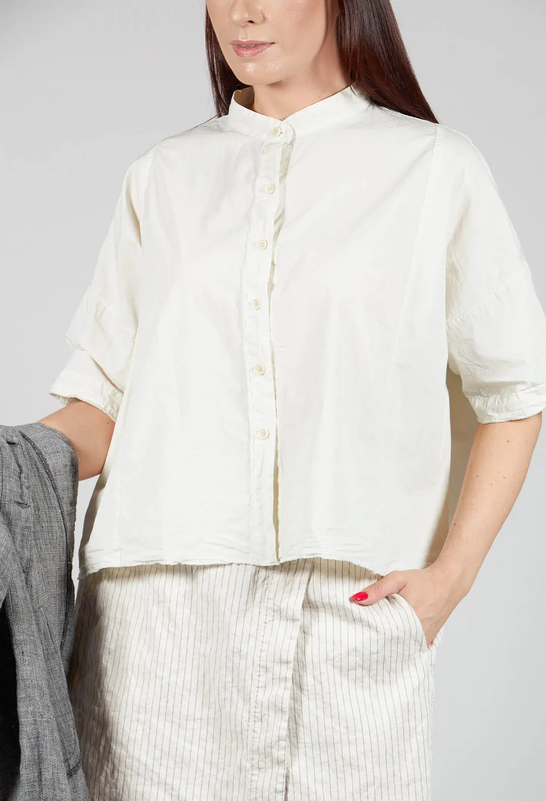 Mandarin Collar Blouse in Chalk