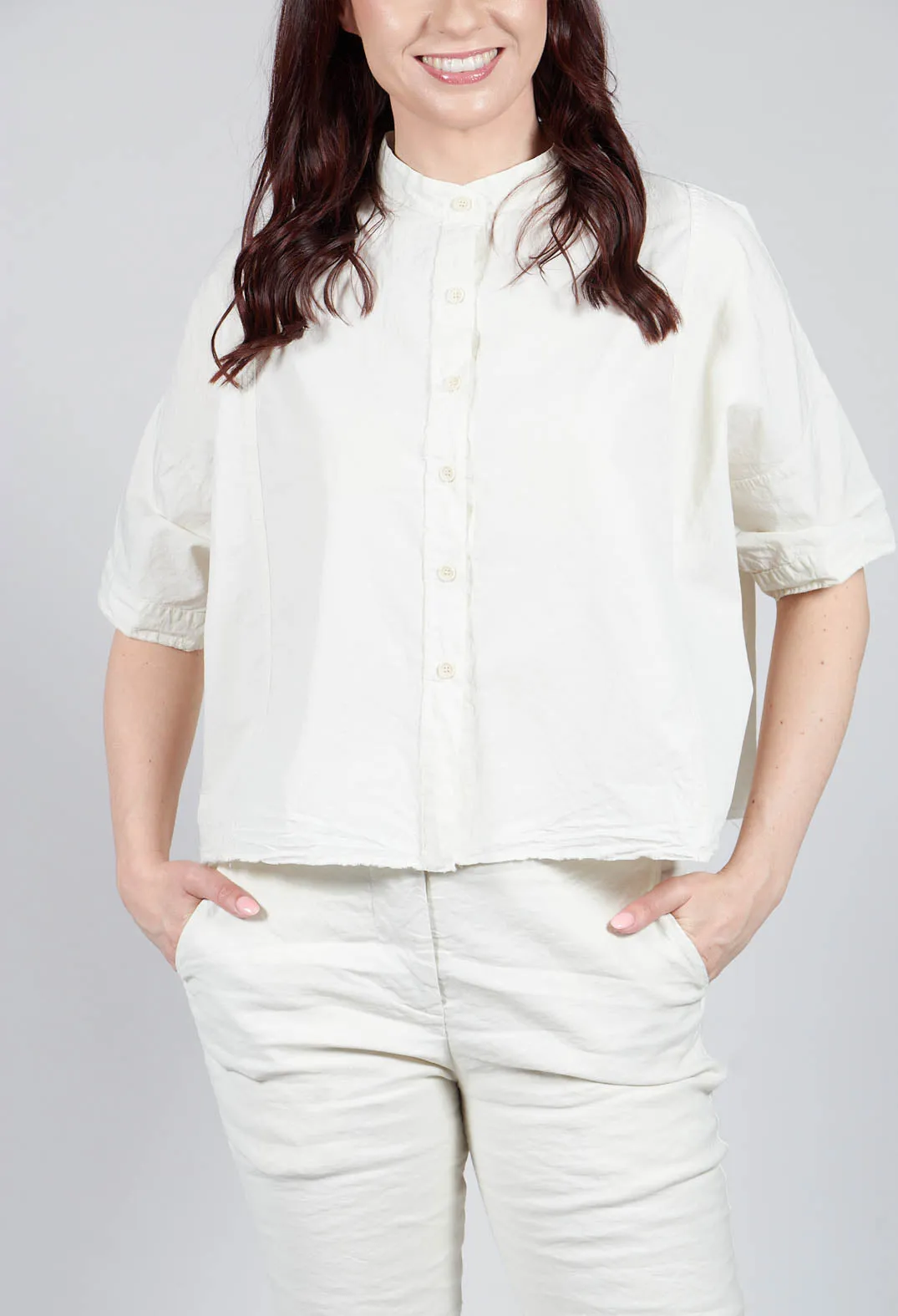 Mandarin Collar Blouse in Chalk